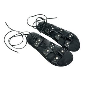 Vera Wang Lavender Black Studded Lace Up Gladiator Sandals Size 6